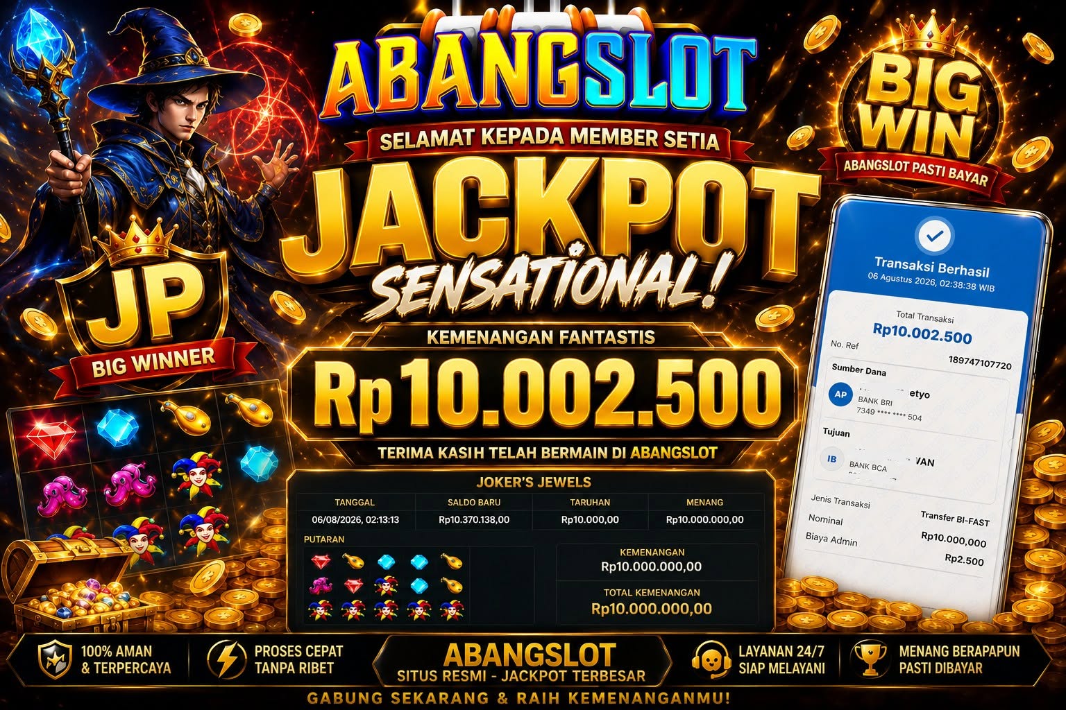 ABANGSLOT - JACKPOT SEBESAR RP. 10,000,000,- DI GAME JOKER JEWELS
